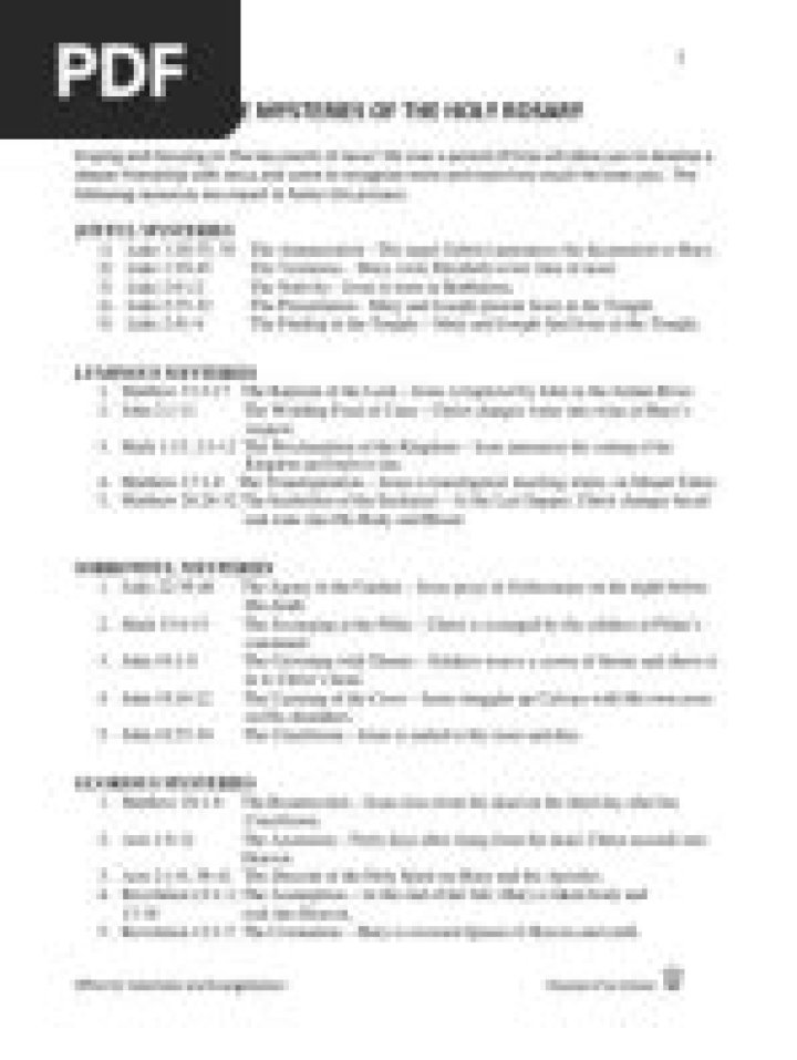 Rosary in a Year Prayer Plan PDF – Daily Spiritual Journey
