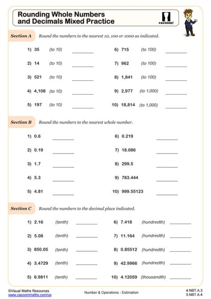Free Rounding Numbers Worksheet PDF – Practice Math Skills Easily