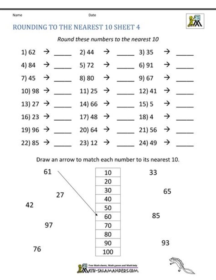 Free Rounding to the Nearest 10 Worksheet PDF for Easy Math Practice