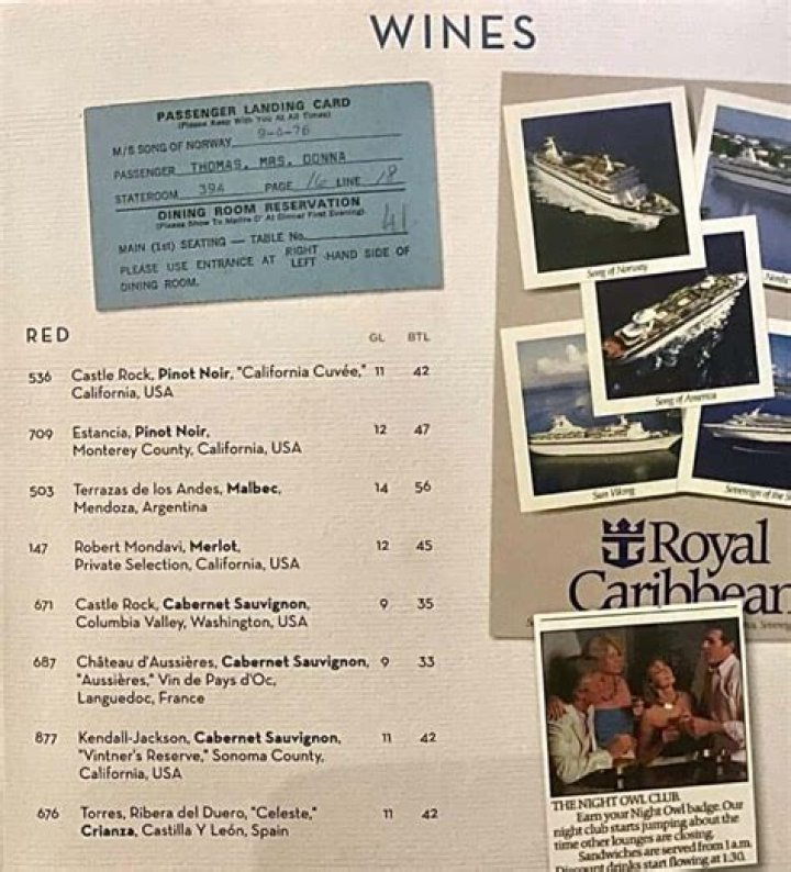 Royal Caribbean Main Dining Room Wine List PDF – Exclusive Selection