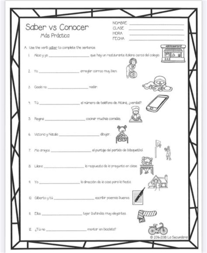 Saber y Conocer Worksheet PDF: Practica el Verbo en Español
