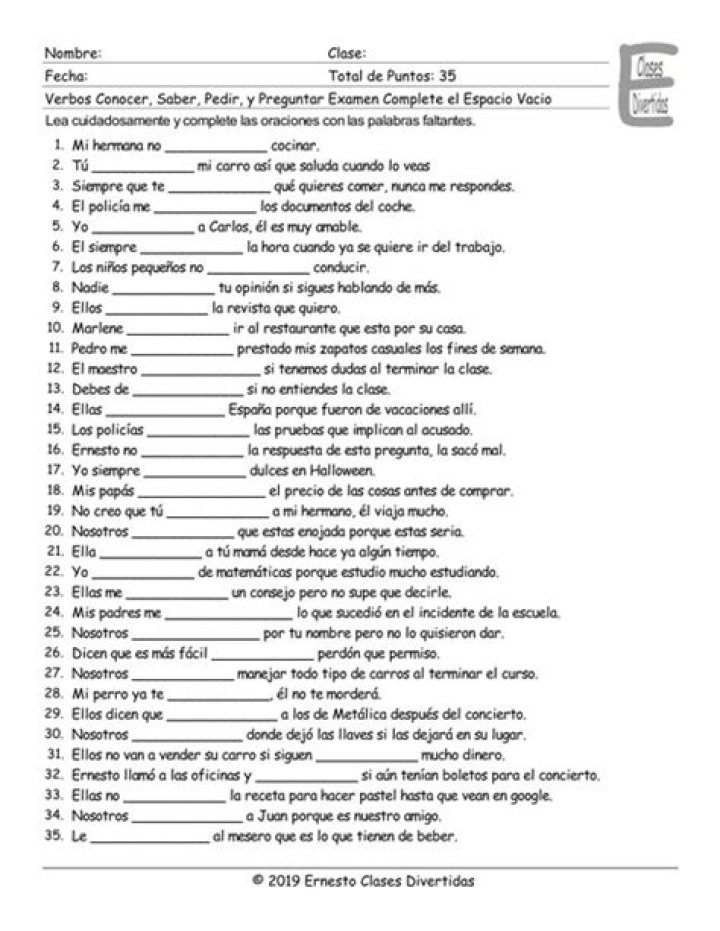 Saber vs Conocer Worksheet PDF: Perfect for Spanish Learners