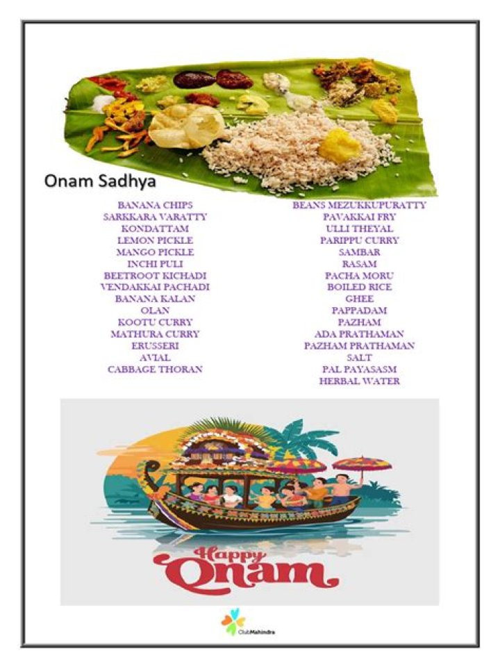 Sadhya Items List PDF in Malayalam – Download Now
