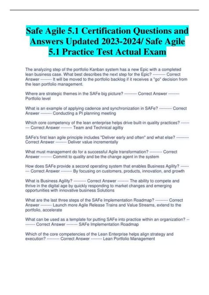 Safe Agile Exam Questions and Answers PDF – Expert Prep Guide