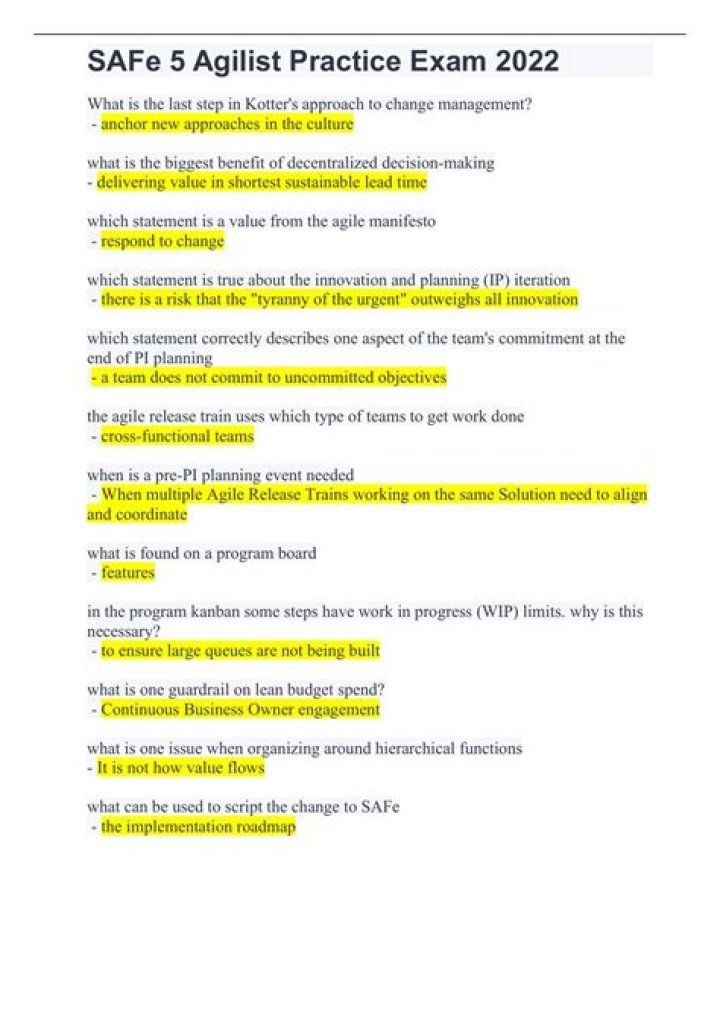 Safe Agilist Certification Exam Questions and Answers PDF