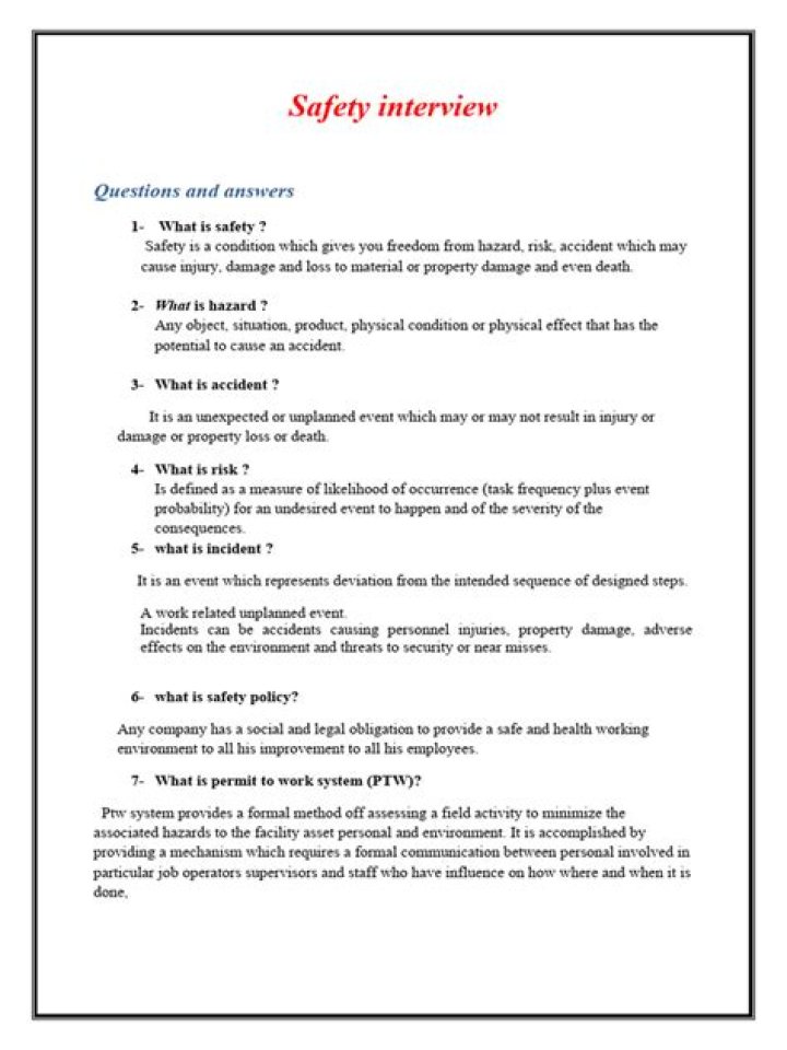 Essential Safety Interview Questions & Answers PDF for Job Success