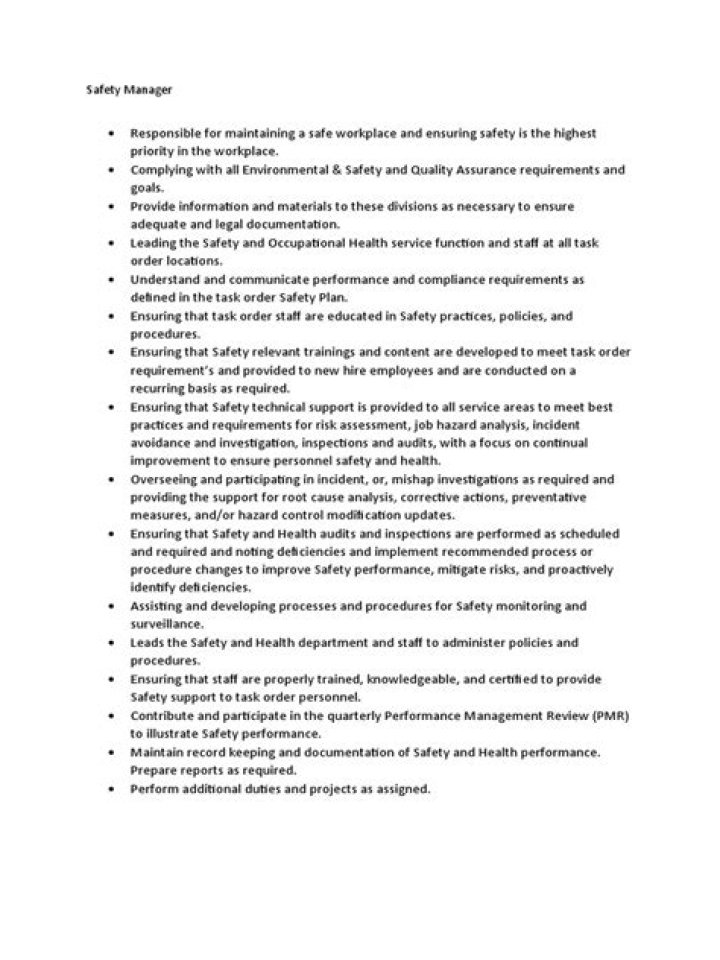 Essential Safety Manager Responsibilities PDF Guide