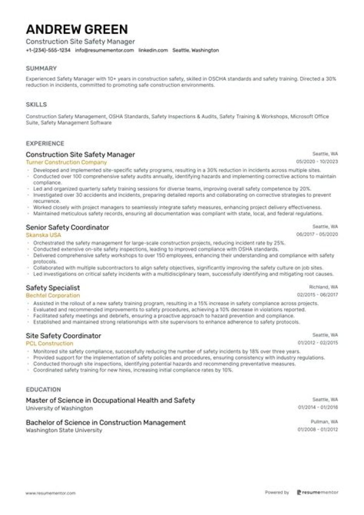 Download Expert Safety Manager Resume PDF for Hiring Success