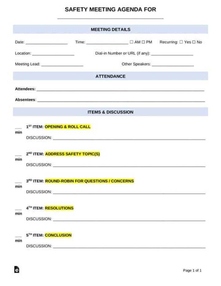 Safety Meeting Sheet PDF: Free Downloadable Template