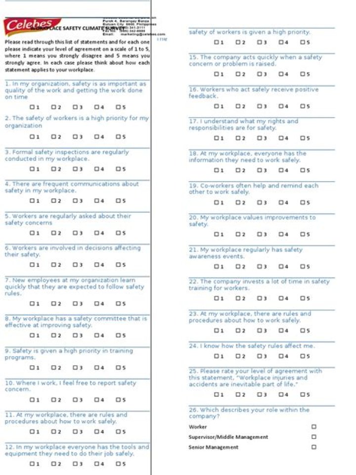 Essential Safety Perception Survey Questions PDF for Workplace Safety