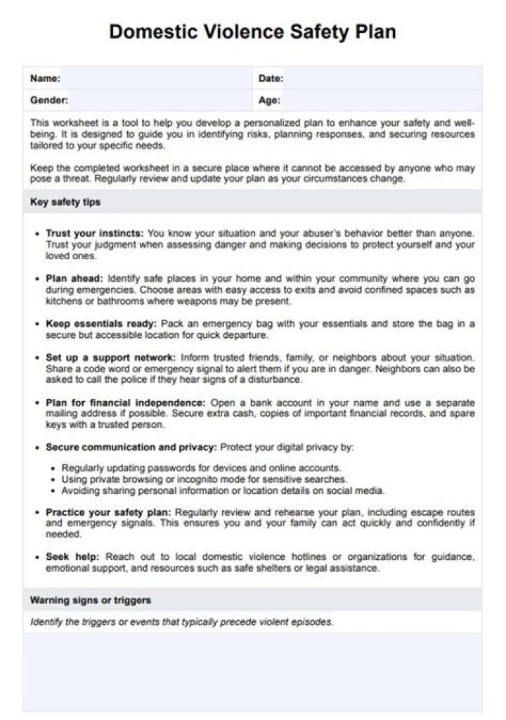 Essential Safety Plan for Domestic Violence PDF Guide
