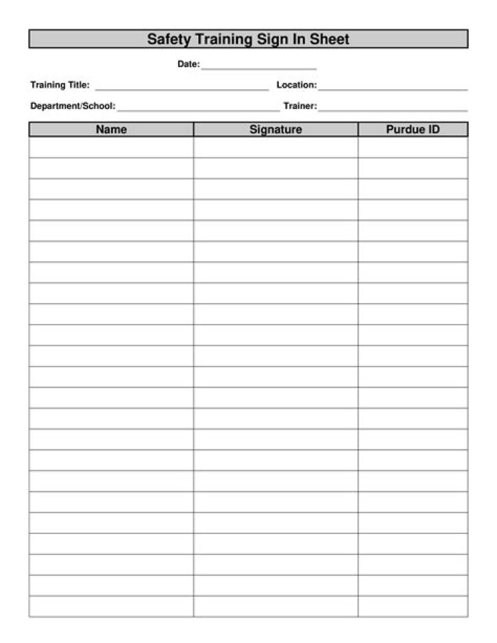 Download Free Safety Training Sign-In Sheet PDF for Workplace Safety