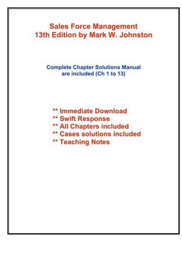 Sales Force Management 13th Edition: Expert PDF Guide
