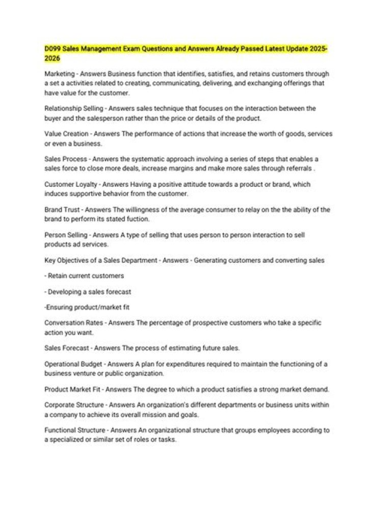 Sales Management Exam Questions and Answers PDF: Master Your Certification