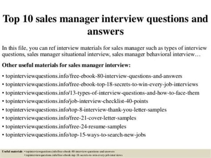 Essential Sales Manager Interview Questions & Answers PDF