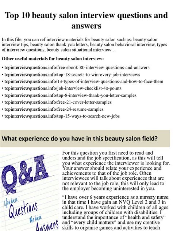 Essential Salon Interview Questions & Answers PDF Guide
