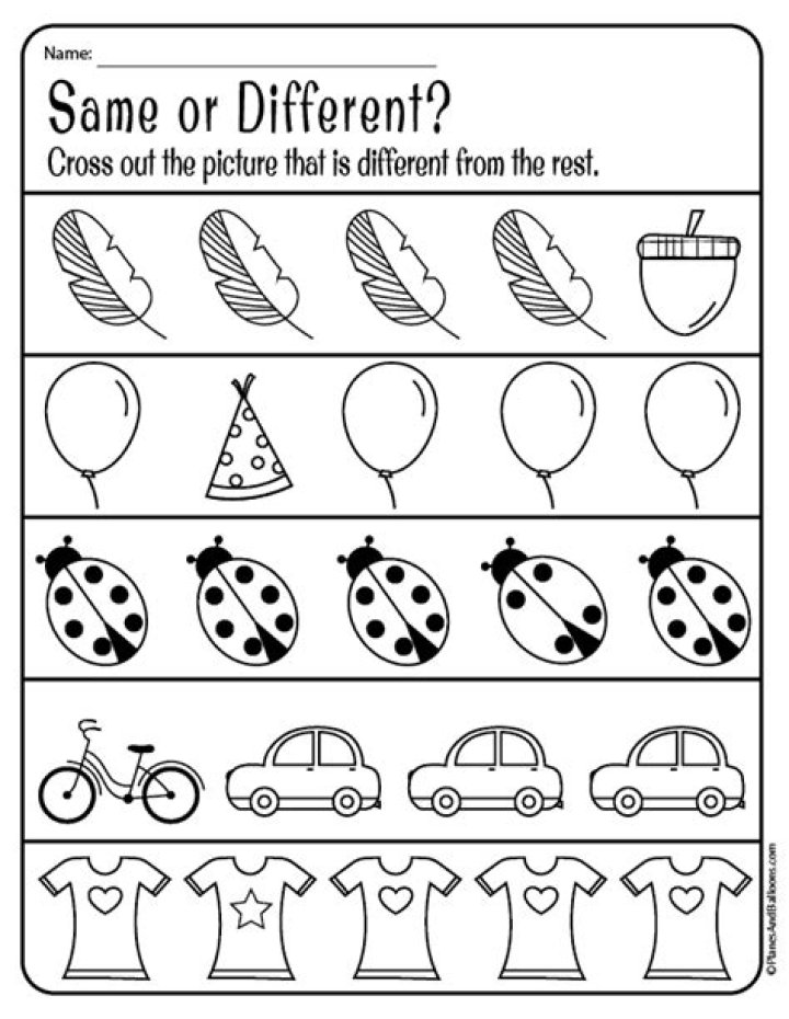 Same and Different Worksheets for Kindergarten PDF – Free Printable