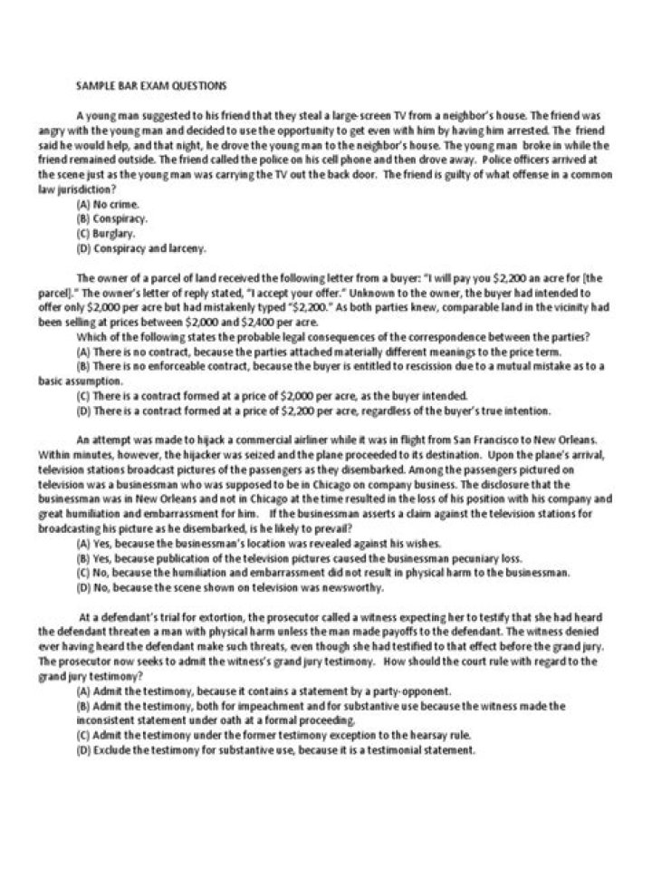 Sample Bar Exam Questions PDF – Practice Now