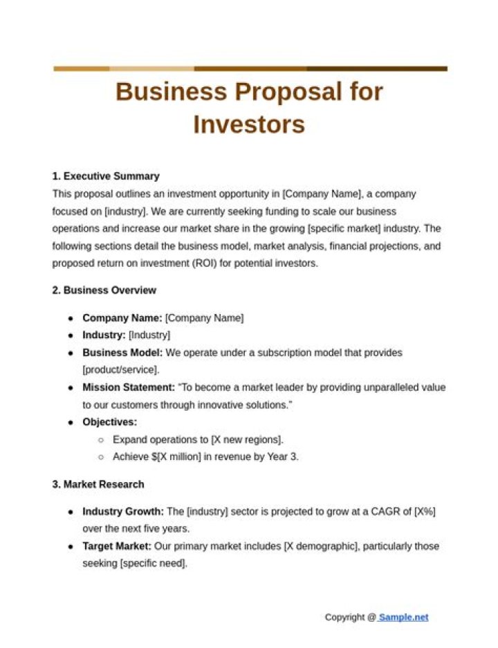 Sample Business Plan for Investors – PDF Download