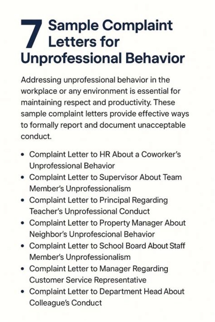 Sample Complaint Letter for Manager's Unprofessional Behavior – Downloadable PDF