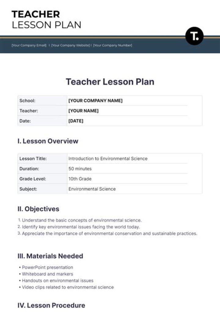 Sample Lesson Plan for Online Teaching PDF – Downloadable Template