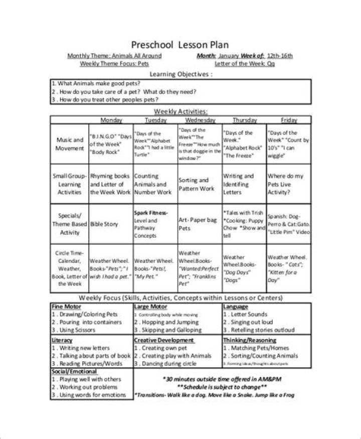 Sample Preschool Lesson Plan PDF for Teachers – Easy & Effective