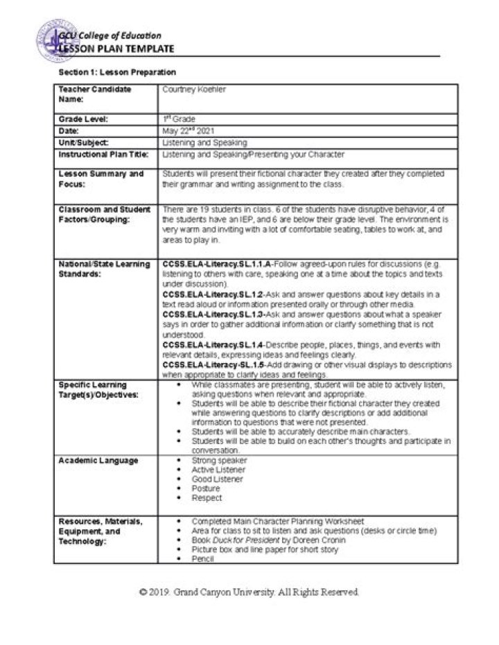 Sample Lesson Plan for Students with Learning Disabilities PDF