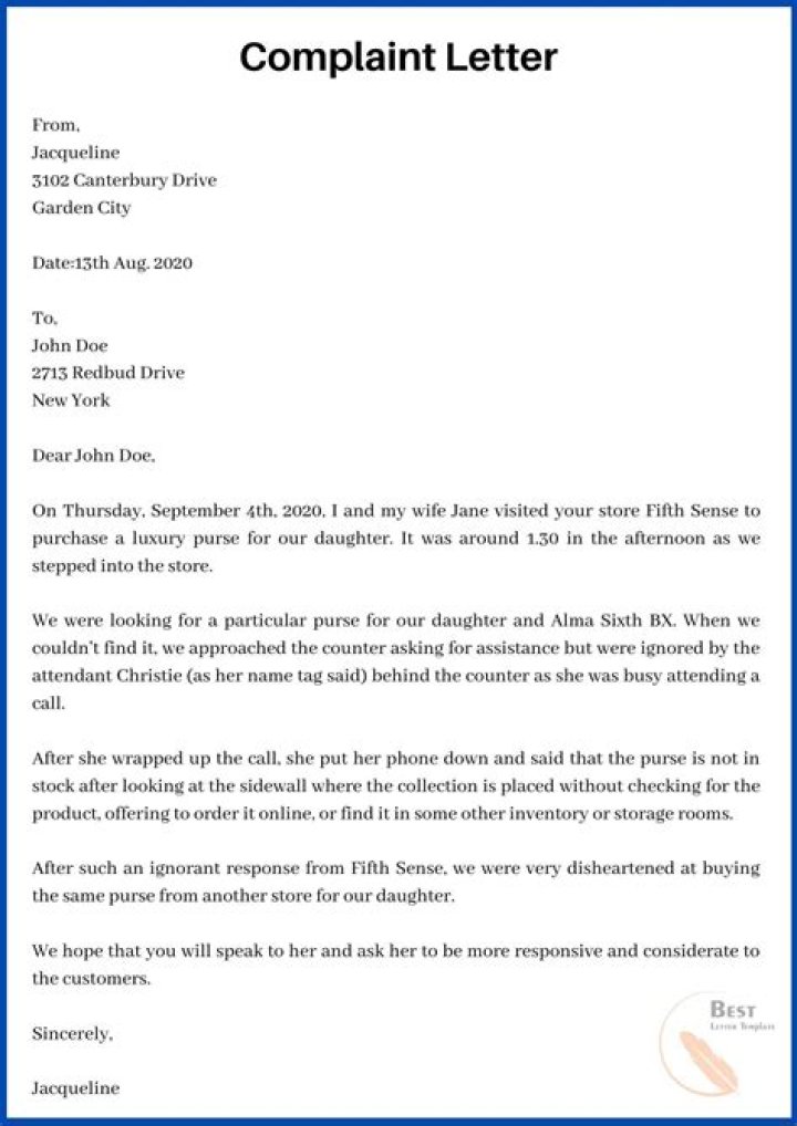 Sample Letter of Complaint to Management PDF for Workplace Issues