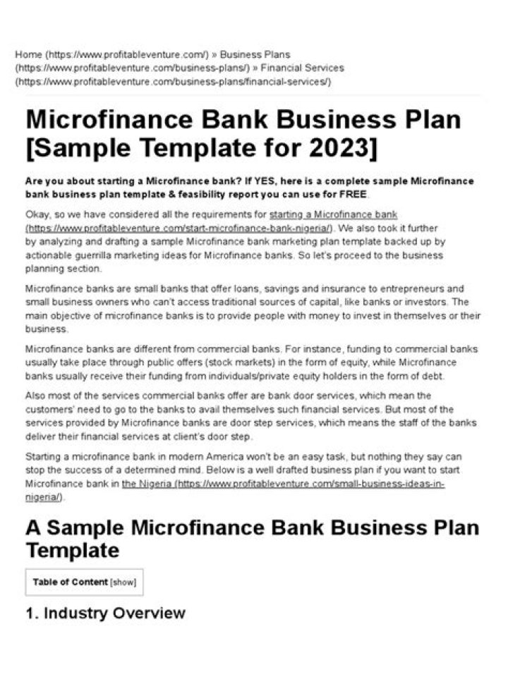 Sample Microfinance Business Plan PDF – Get Started Today