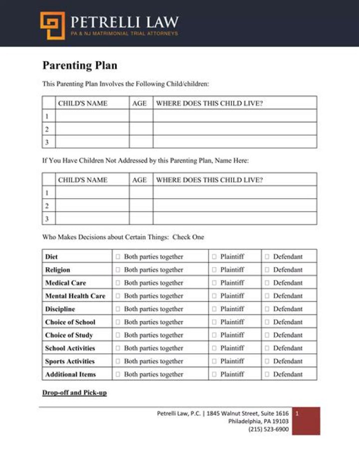 Sample Parenting Plan PDF for Successful Co-Parenting