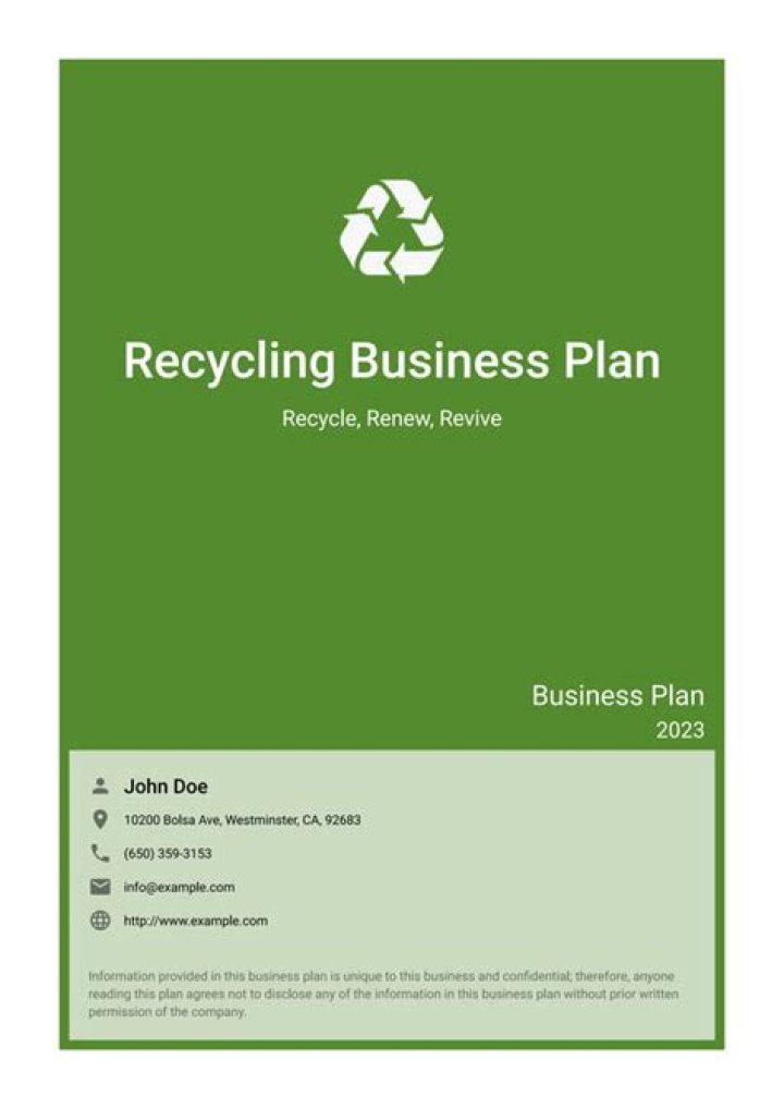 Sample Plastic Recycling Business Plan PDF for Startups