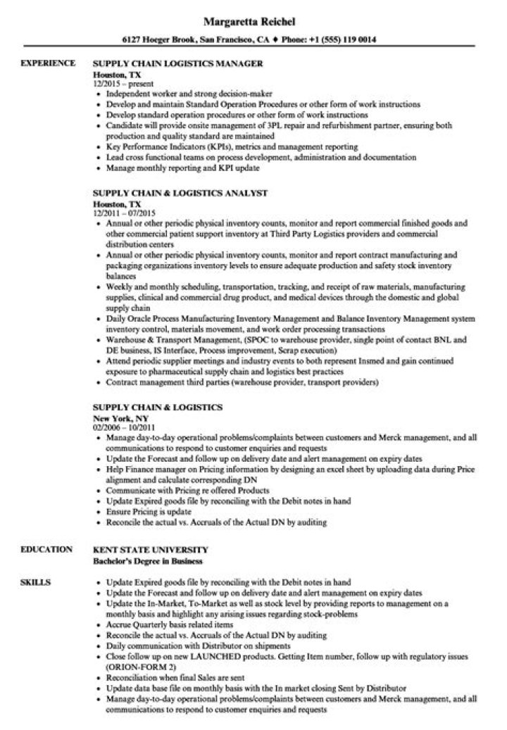 Sample Resume for Logistics and Supply Chain Management - PDF