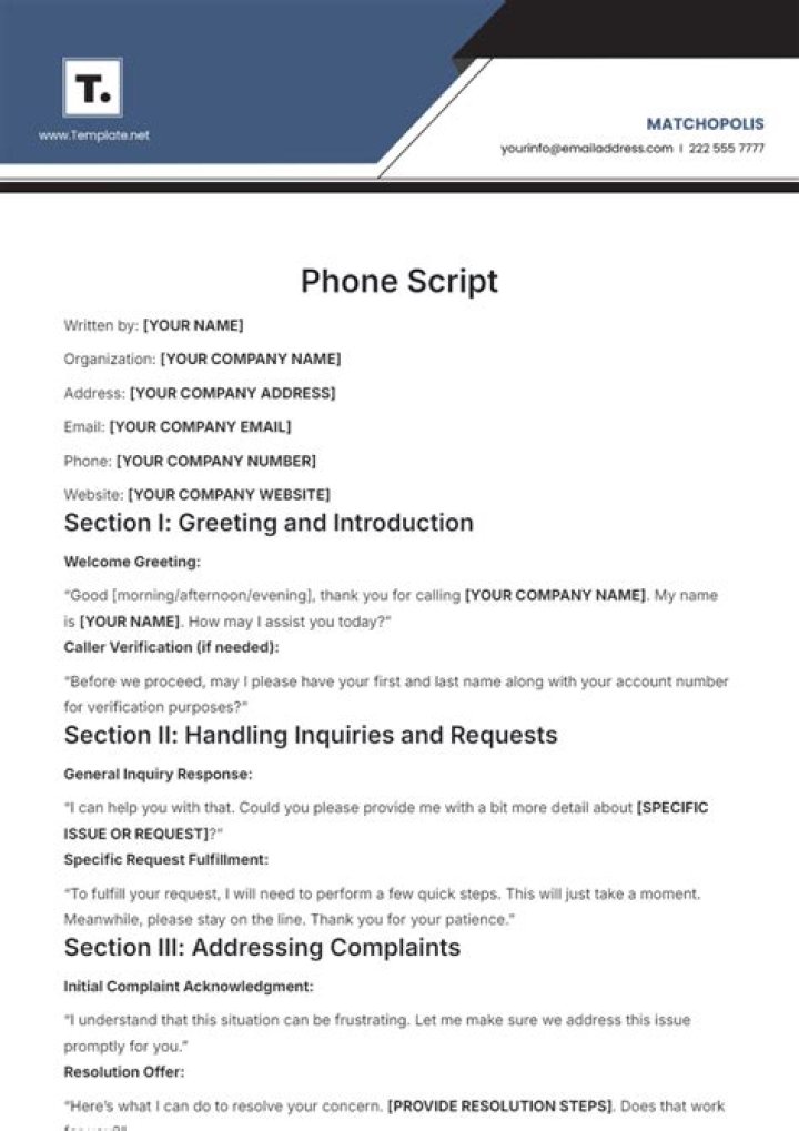Sample Script for Answering Phone Calls PDF