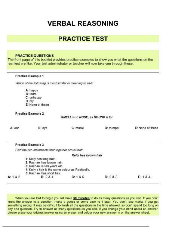 Sample Verbal Reasoning Test with Answers PDF – Instant Practice & Solutions