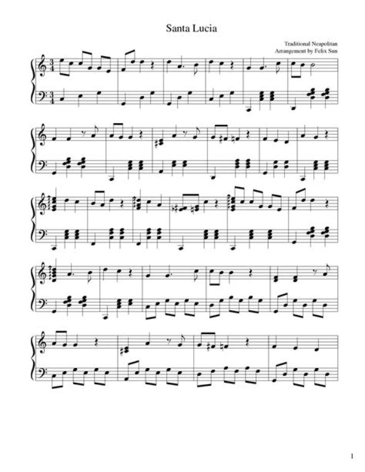 Santa Lucia Piano Sheet Music PDF for Instant Download