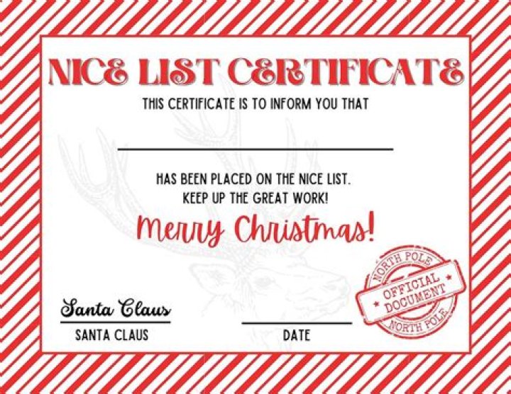 Free Printable Santa Nice List Certificate PDF – Perfect Holiday Gift