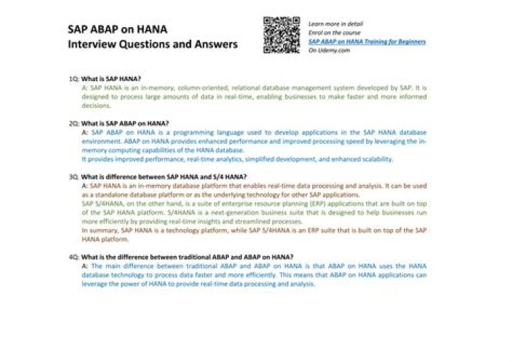 SAP ABAP on SAP HANA Interview Questions & Answers PDF