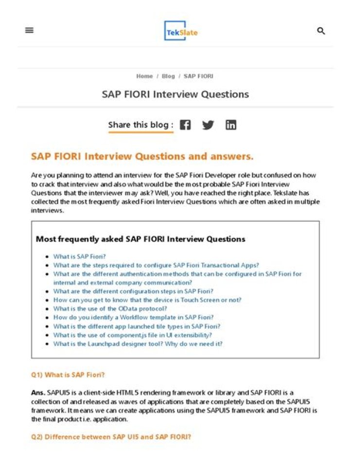 SAP Fiori Interview Questions and Answers PDF for Success