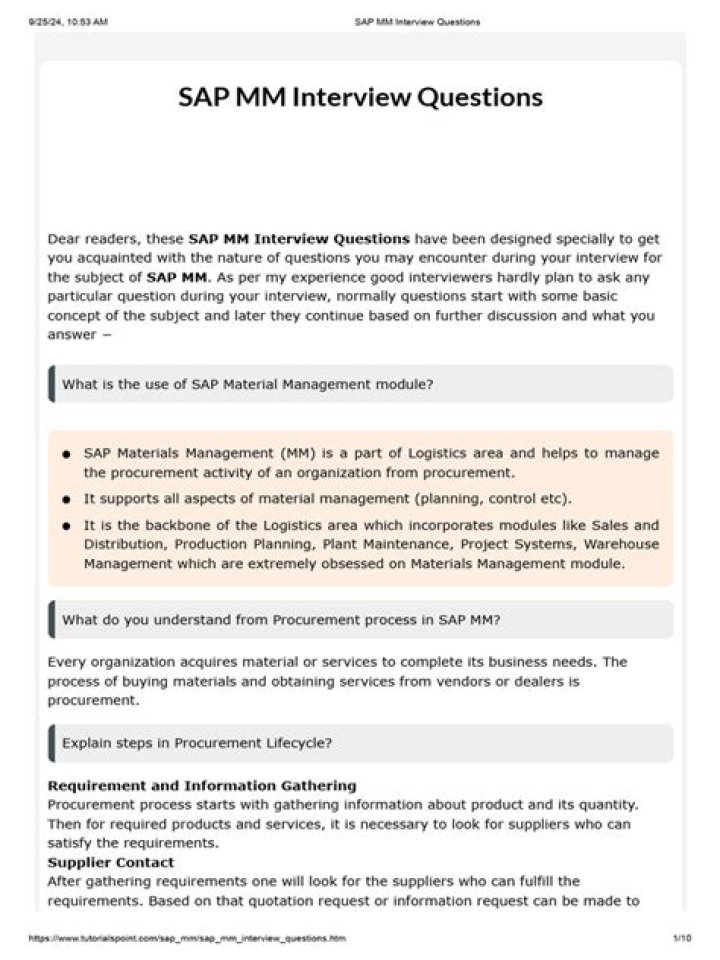 SAP MM Interview Questions PDF: Top 50 Questions & Answers