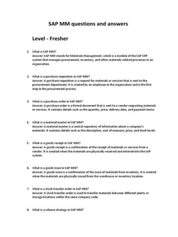 SAP MM Questions & Answers PDF: Expert Guide to Module Management