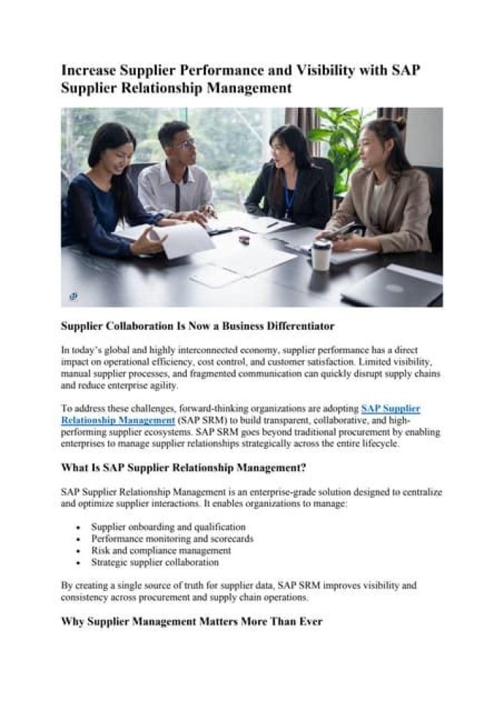 SAP Supplier Relationship Management PDF: Optimize Your Partnerships