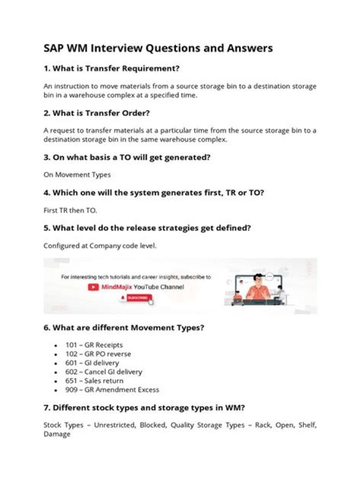 SAP WM Interview Questions & Answers PDF: Master Your Next Hiring Round
