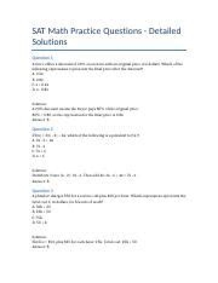 Free SAT Algebra Questions PDF – Practice & Prepare