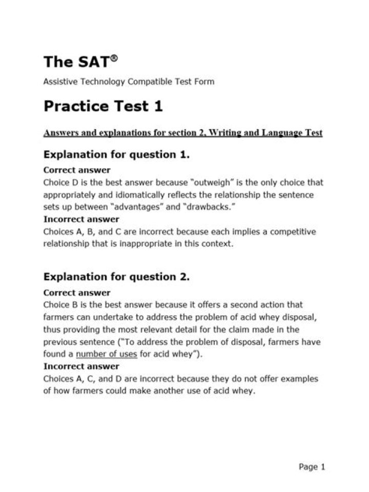 Free SAT Grammar Practice Test with Answers PDF