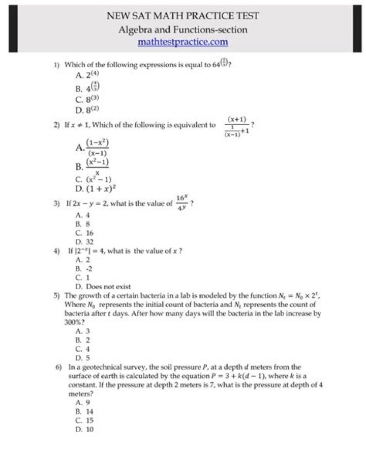 Sat Math Practice Test PDF with Answers – Master SAT Math Skills