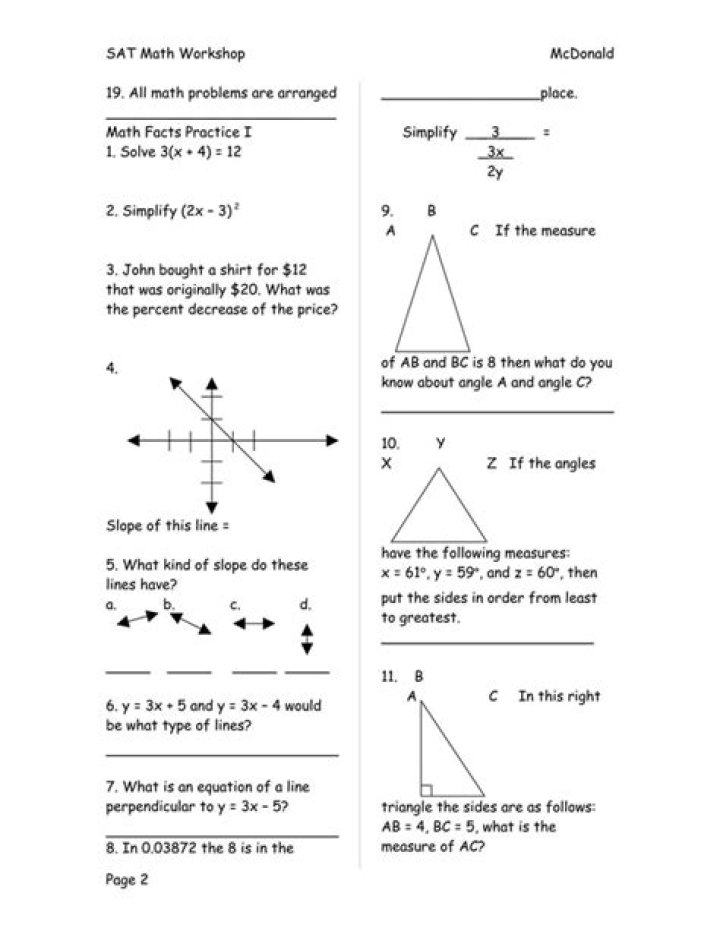 Sat Math Sample Questions PDF: Practice Test for Success