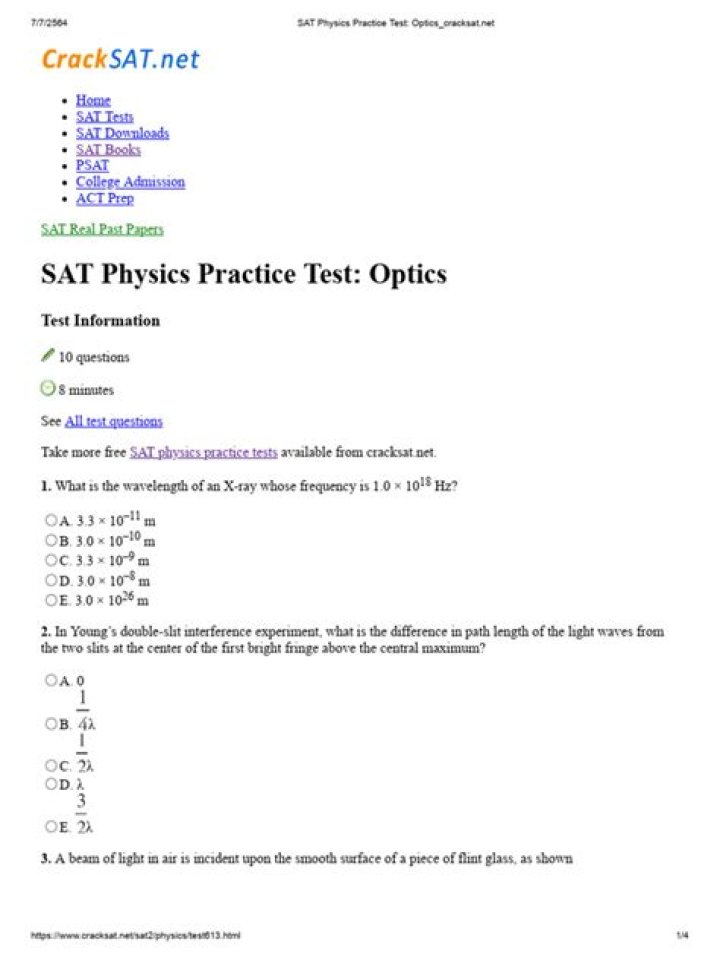Sat Physics Practice Test PDF: Free Download & Instant Results