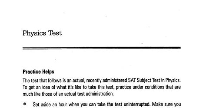 Sat Physics Subject Test PDF: Official Practice Test for Success