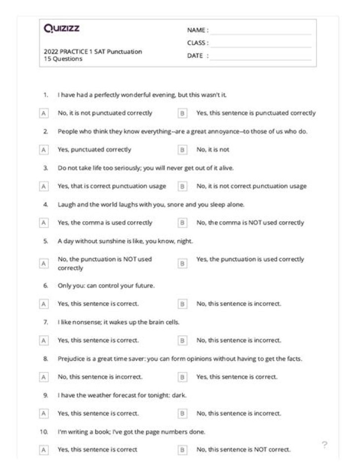 Sat Punctuation Practice Questions PDF – Master Grammar with Instant Download