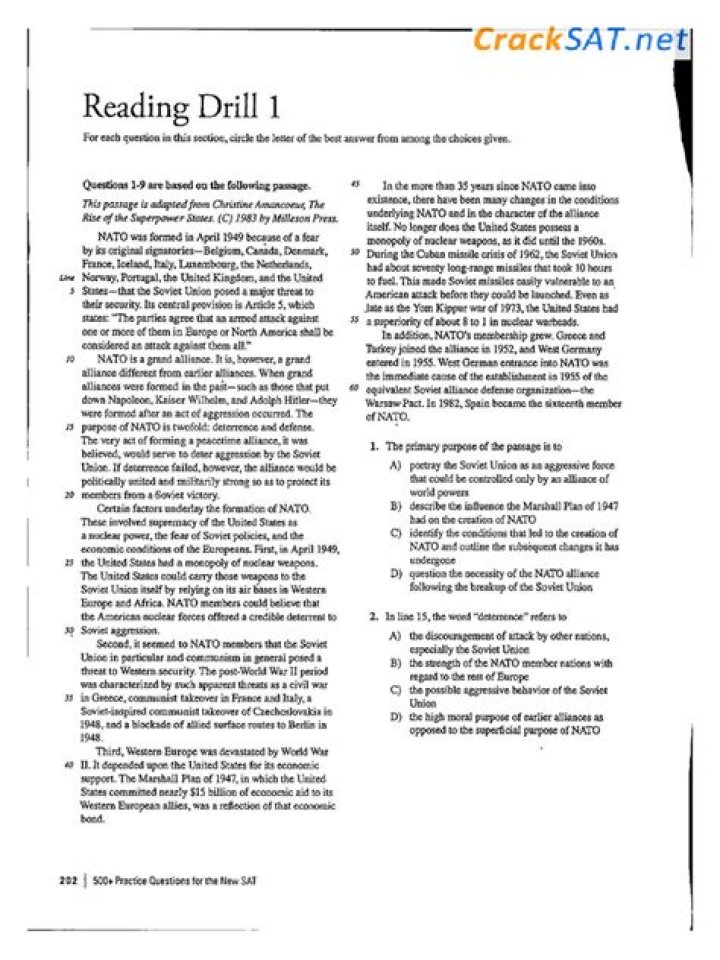 Free SAT Reading Practice Test PDF for Instant Download